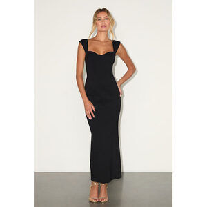 Lulus Samai Black Cap Sleeve Bodycon Midi Dress - Size S